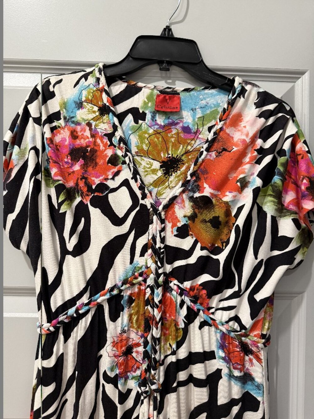 V-CHRISTINA VIBRANT ZEBRA PRINT MAXI DRESS , SIZE L